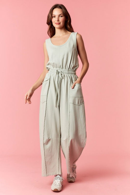 Washed French Terry Merrow Edge Barrel Jumpsuit
