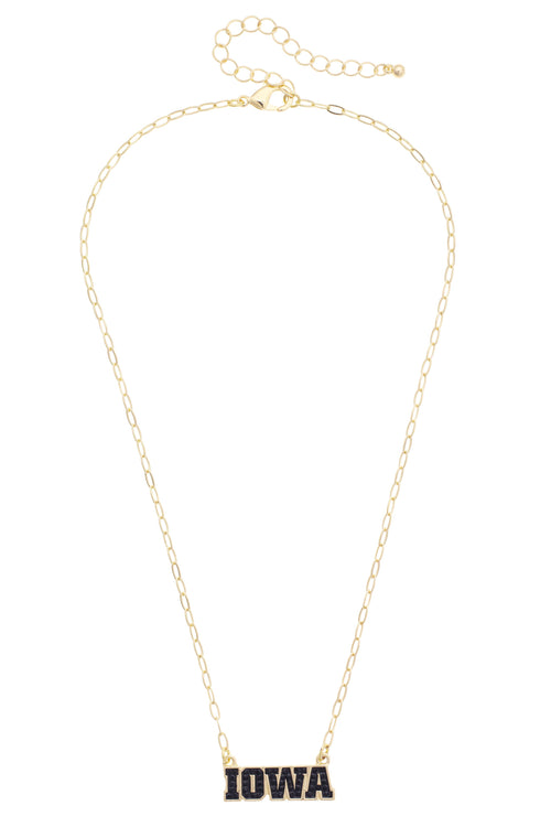 Iowa Hawkeyes Pave Outline Necklace