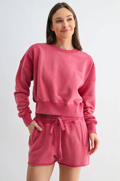 Mineral Wash Luxe Cropped Sweatshirt