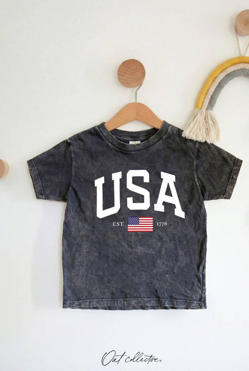 USA EST 1776 Toddler Washed Graphic Top