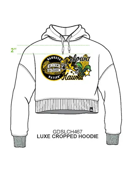 Iowa Layer Patch Luxe Crop Hoodie