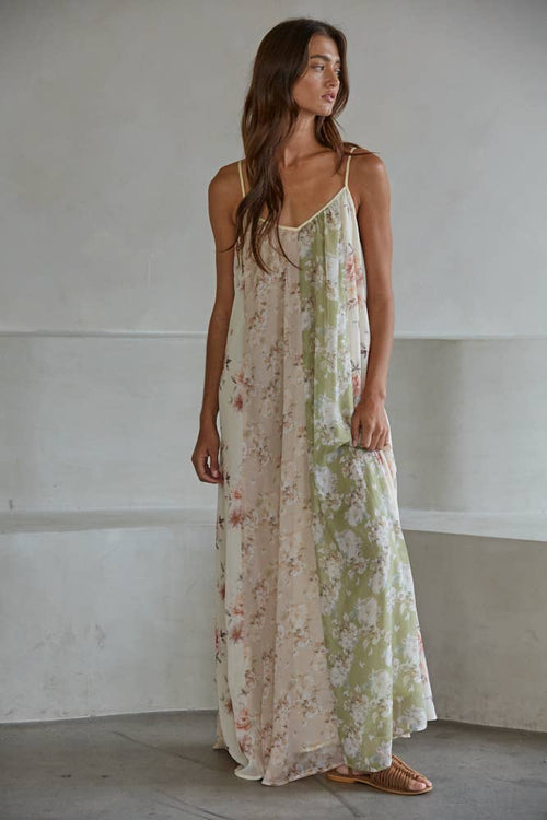 Woven Polyester Chiffon Multi Floral Print Maxi